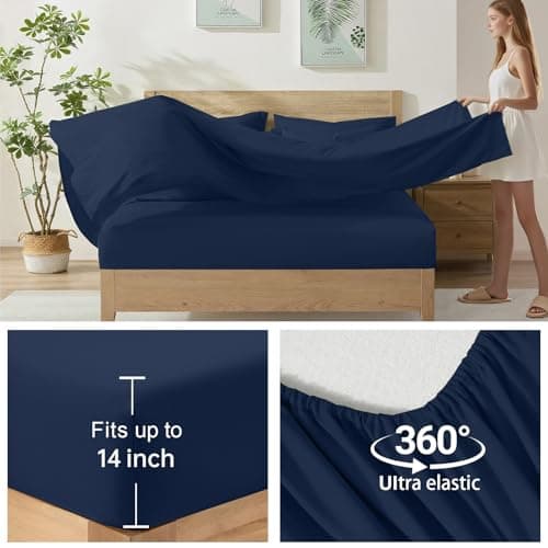 Homelike Moment King Size Comforter Set 7 Piece, Navy Bed in a Bag King Size Bed Set Lightweight and Machine Washable - Thumbnail 4