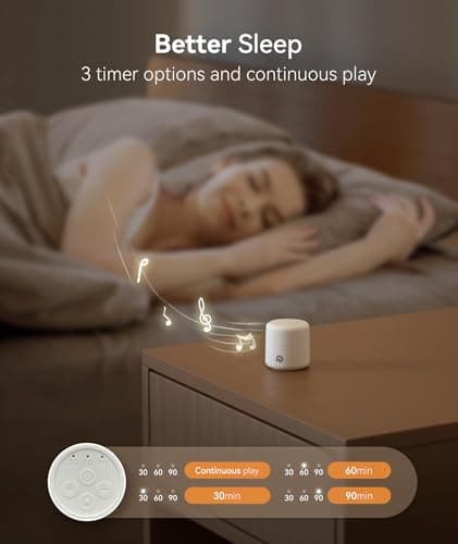 Dreamegg Portable White Noise Machine, 1000mAh Battery, Travel Sleep, Cream - Thumbnail 5