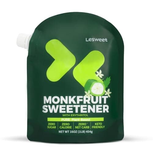 Lesweet Monk Fruit Sweetener with Erythritol, Monk Fruit Extract, 1:1 White Sugar Substitute, Zero Calorie, Keto Friendly, Non-GMO, Perfect for Coffee & Baking, 16 oz (Pack of 1) - Image 1