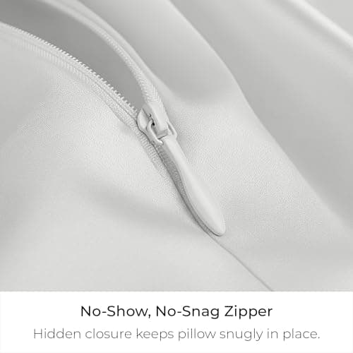 Mellanni Pure Silk Pillowcase Queen Size - Perfect for Hair and Skin, Preventing Wrinkles - Easy Care - Naturally Cooling Silk Pillow Cover with Hidden Zipper (Queen, White, Black Piping) - Thumbnail 3