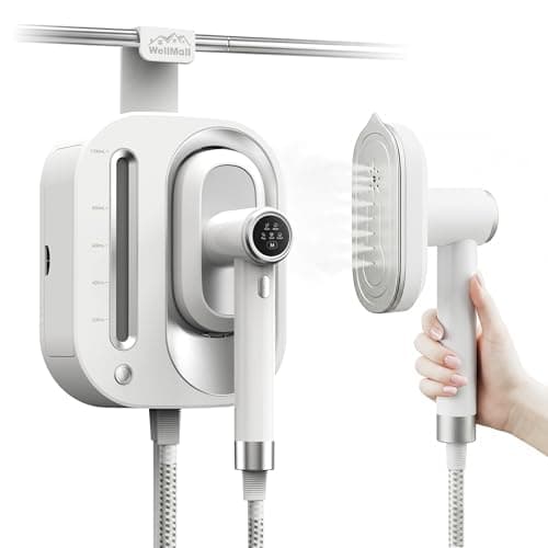 WellMall 2 In 1 Steamer for Clothes:1550W Powerful Steamer with 1100ml Detachable Tank, 30s Fast Heat-Up, Horizontal & Vertical Use, Portable Wrinkle Remover for Clothes Drapes Bedding (White) - Image 1