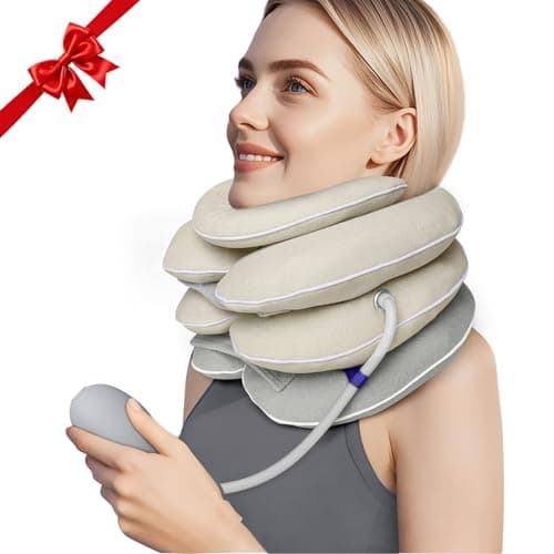 Neck Stretcher with Brace - Inflatable Cervical Traction Device for Neck Pain Relief, Adjustable Neck Support Pillow and Decompression Tool with 3+1 Chin Rest, Portable for Home, Office & Travel Use - Image 1