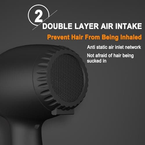 Hair Dryer - JINRI 1875W Diffuser Blow Dryer for Salon & Personal Use – Powerful, Fast Drying with Diffuser & Nozzle and Comb for Women & Men, ALCI Safety Plug, Black-Blue - Thumbnail 6