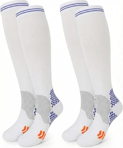 Compression Socks (20-30mmHg) for Men & Women – Best Compression Socks for All Day Wear, Better Blood Flow, Swelling! (S/M, White)