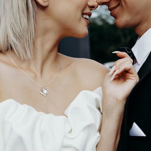 JACUPO Moissanite Necklace for Women 1CT Heart Brilliant Heart Pendant Necklace D Color VVS1 S925 Sterling Silver Jewelry 18K White Gold Plated for Love Friend Mother’s Day Christmas Anniversary Birthday Gift for Wife Her Convey I Love You Message 18inch(for Friend) - Thumbnail 6