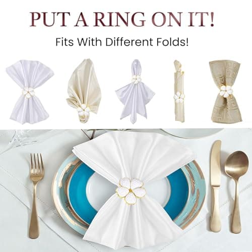 Flower Napkin Rings Set of 8, European Palace-Style Glaze, High-Temperature Fired Ideal for Photography Props, Ribbon Clips, or Curtain Tiebacks, Weddings/Birthdays (White) - Thumbnail 5