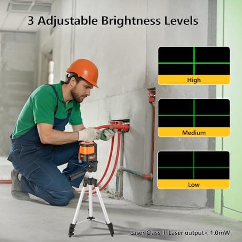 Laser Level with Tripod, LP LEIPOR Green Cross Line Lazer Leveler Tool for Picture Hanging Construction Floor Tile Wall Home Renovation, Indoor Project, Battery Included - Thumbnail 6