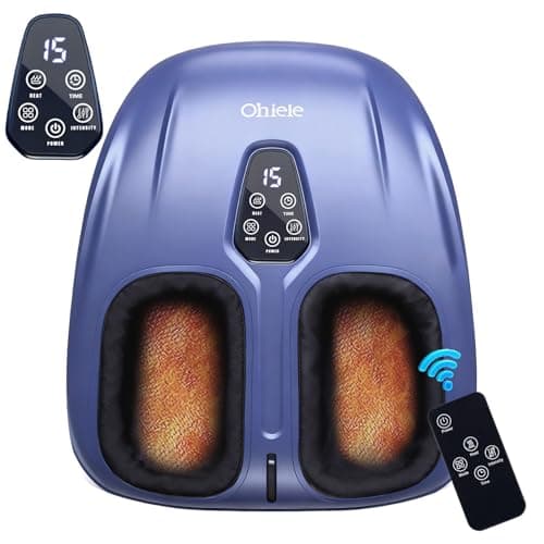 Ohiele Foot Massager with Heat, Shiatsu Deep Kneading Foot Massager, Plantar Fasciitis Massager, and Heat for Plantar Fasciitis, Neuropathy, Suitable for Women Men, Fits Up to 13 (Blue,Corded) - Image 1