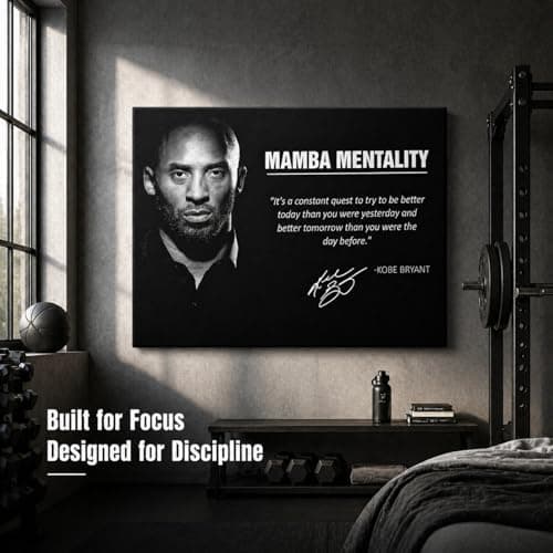 VYPEROCK Kobe Bryant Motivation Painting Wall Art Mamba Mentality Philosophy Poster and Print, Life Slogen Wall Art Quotes Decor Canvas for Boy's Room Bedroom Home Decor, 16x20inch - Thumbnail 2