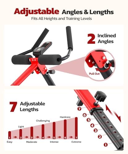 Yoleo Multi-Functional Ab Machine, Foldable Ab Workout Equipment, Ab Trainer Machine for Stomach Workout, Ab Crunch & Rowing Machine with Foam Support,7-Length Adjustable Ab Machine for Home Exercise - Thumbnail 4