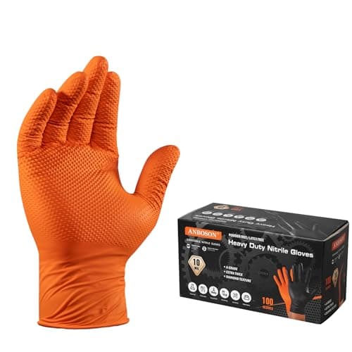 ANBOSON 10 Mil Diamond Textured Nitrile Gloves, Heavy Duty Disposable, Extra Thick, Latex & Powder Free, Chemical and Puncture Resistant, Ideal for Auto Repair, Cleaning, Painting, X-Large - Image 1