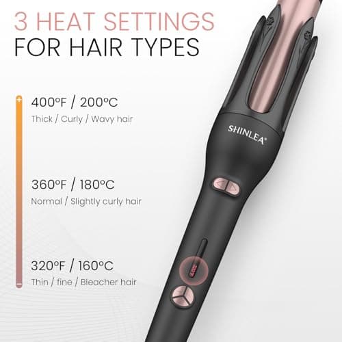 Automatic Hair Curler, Automatic Rotating Curling Iron 1 1/4 Inch for Long Hair, 2 in 1 Hair Straightener and Curler, Ionic Curling Wand with 3 Temperatures, Dual Voltage, Anti-Scald, Auto Shut-Off - Thumbnail 5