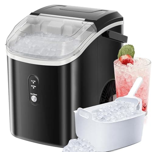 Antarctic Star Countertop Ice Maker with Soft Chewable Pellet Ice, 34lbs/24Hrs, One-Click Operation, Self-Cleaning Portable Peddle Ice Machine with Ice Scoop for Kitchen,Office,Bar,RV (Black) - Image 1