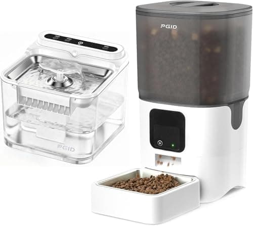 PGID Automatic Cat Feeder 6L Timed Dog Feeder+ Cordless Cat Water Fountain Set, 1500mah Battery Operated Founain - Image 1
