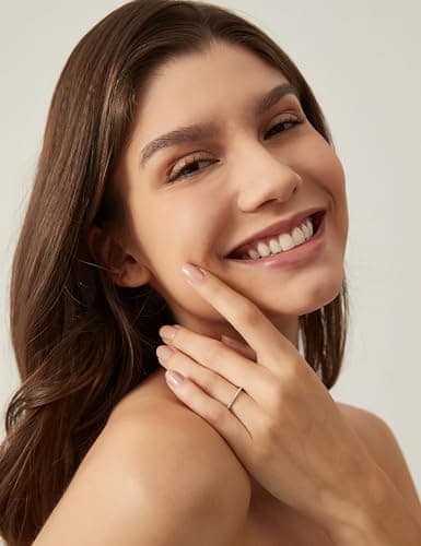 EAMTI 1.5mm Wedding Bands for Women Sterling Silver Half Eternity Stackable Ring 14K Gold Plated CZ Stones Rings Size 10 - Thumbnail 5