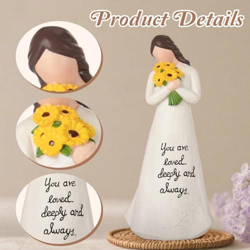 VOFSTAND for Mom from Daughter Son –9.25'' Large Size Sunflower Figurine with “You are Loved Deeply and Always” Message – Birthday Gift for Mom, Inspirational Home Decor Keepsake - Thumbnail 4