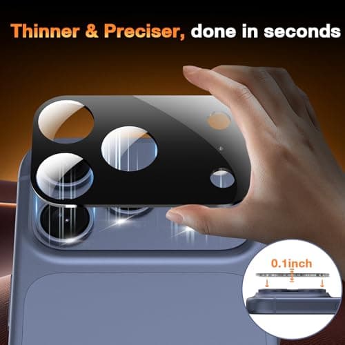 YWXTW [0 Bubbles for iPhone 17 Pro Max Camera Protector, Full Coverage Tempered Glass Lens Screen Protector for iPhone 17 Pro Max Accessories, Case Friendly, HD Clear, 3 Pack (Black) - Thumbnail 6