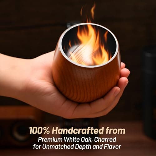 Wooden Whiskey Glass Gifts For Men - Charred Wood Bourbon Whiskey Glasses,Charred Old Fashioned Glass, Bourbon Gift for Dad or Boyfriend on Father's Day, Birthday, Christmas, Thanksgiving (2 Pack) - Thumbnail 5