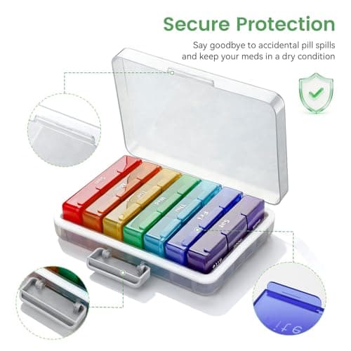 Weekly Pill Organizer 3 Times a Day, Pill Cases Organizers 7 Day, Medicine Pill Organizer by Time, Daily Pill Box AM/PM/Night, Travel Pill Case for Medication, Vitamins, Fish Oil and Supplements - Thumbnail 4