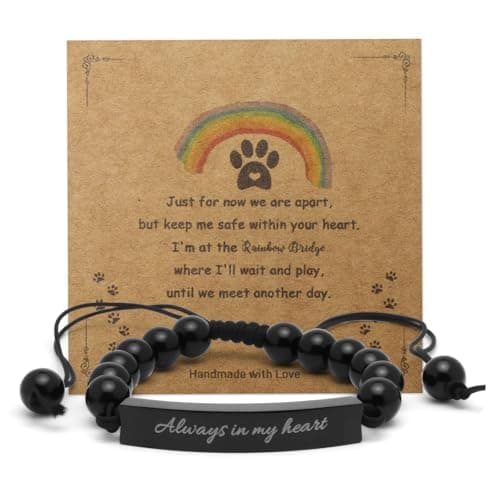 COSOWO Dog Memorial Bracelet – Adjustable Pet Keepsake with Paw & Heart Charm, Sympathy & Remembrance Gift for Dog Loss, Cat & Pet Bereavement, Light Glossy