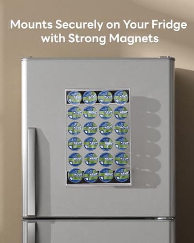 Magnetic K Cup Holder for Refrigerator, 24 K-Cup Acrylic Coffee Pod Holder with Magnets, Pod Organizer Storage for Home/Office, Coffee Station Organizer for Fridge, Drawer, 13.5"x9"x2.25" - Thumbnail 5