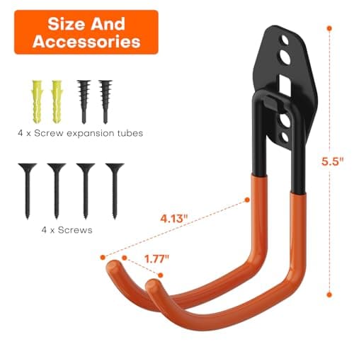 Azevix Weed Eater Hanger & Garage Hooks Heavy Duty, Garage Organizer Rack, Garden Tool Organizer Wall Mounted - 2Pack - Thumbnail 4