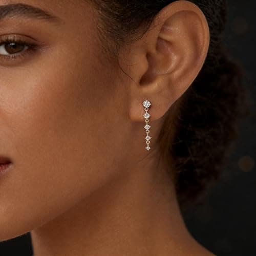 Solistra Gold Dangle Earrings for Women Trendy Diamond Drop Earring Hypoallergenic Earrings for Women Wedding Jewelry Valentines Day Gifts for Her - Thumbnail 2
