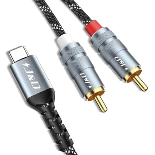 J&D USB C to RCA Audio Cable, Type-C Male to 2RCA Male Y Splitter Car Auxiliary Stereo Speaker Amp Cord, Compatible with Pixel 10/9/8, iPhone 16/17 Series, Galaxy S25/24, 3.3 Feet