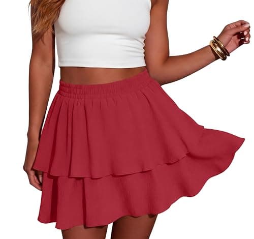 Lepunuo Women Skorts Skirts with Shorts Underneath Built-in Shorts A - Red - Image 1