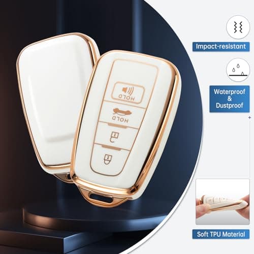 RUABIBAN Key Fob Cover Compatible with Toyota, Soft TPU Key Case Protection Shell Fit for 2018-2022 Camry RAV4 Highlander Avalon C-HR Prius Corolla GT86 Smart Key Holder - Thumbnail 3