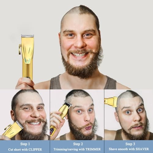 Hair Clippers for Men Professional, Cordless Beard Trimmer, 3 in 1 Clippers and Trimmers and Electric Razor Shaver Set with Bag, Mens Hair Clippers for Hair Cutting, Family, Barber - Thumbnail 5