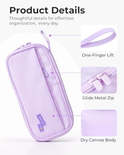 Four Candies Pencil Case, Large Capacity Pencil Pouch—Portable Marker Holder Bag for Home & Office, Soft Supply Organizer (Purple) - Thumbnail 4