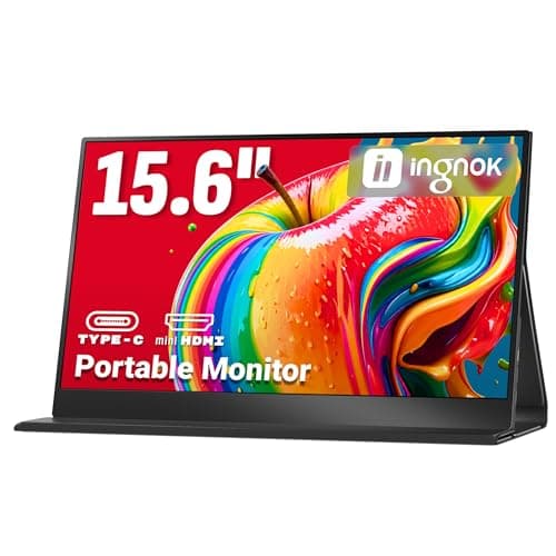 Ingnok Portable Monitor, 15.6inch FHD 1080P Travel Monitor, Ultra-Thin, USB-C Plug&Play, Built-in Speakers, Portable Screen for Laptop, Mac, Switch/PS5, Travel&Office Assistant - Image 1