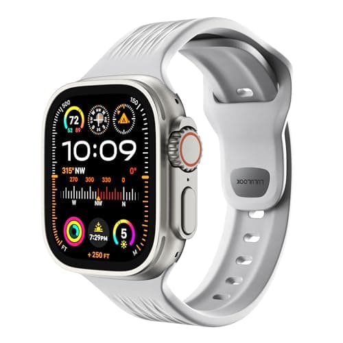 LULULOOK Band for Apple Watch, Sport Band for iWatch 49/45/44/42mm Original FKM [Fluoroelastomer Rubber] Soft Wristband Replacement Strap for iWatch Ultra 2 SE Series 9 8 7 6 5 4 3 2 1 - Image 1