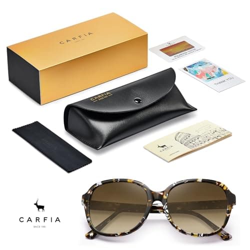 CARFIA Acetate Oversized Square Polarized Sunglasses for Women UV Protection Retro Trendy Big Shades Brown - Thumbnail 6