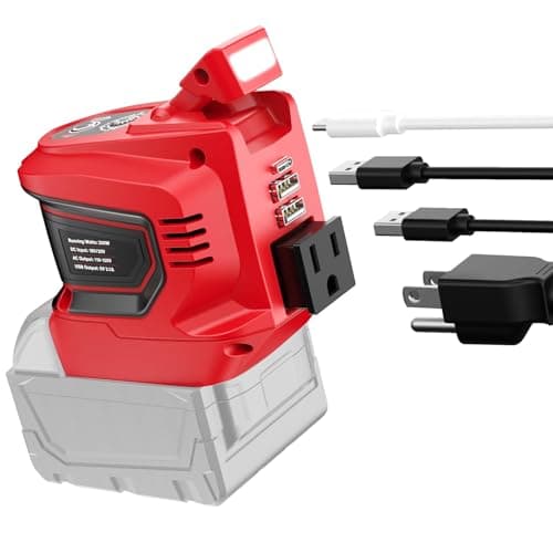 Ecarke 200W Portable Power Inverter Compatible with Milwaukee 18V Battery, DC 18V to AC 110V Power Station with 1 AC Outlet, 2 USB, 1 Type-C & LED Light, for Outdoor Emergency Use (No Battery) - Image 1