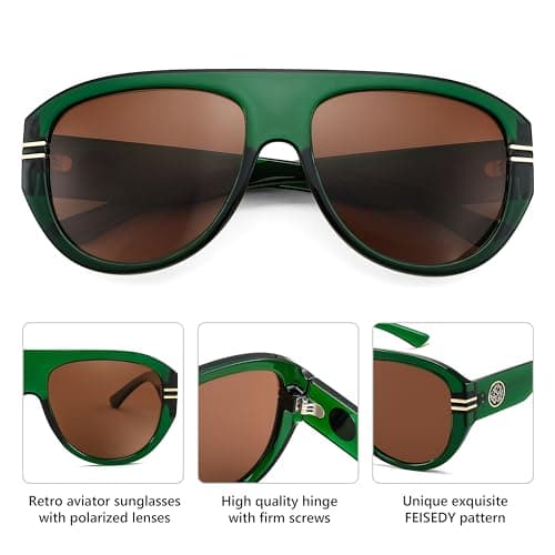 FEISEDY Retro Polarized Oversized Sunglasses for Men Women Trendy 70s Vintage Plastic Frame Sun Glasses B4150 - Thumbnail 4
