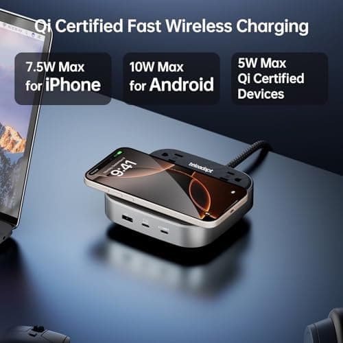 Teleadapt GaN Multi Charging Station 67W, 6 in 1 iPhone Charging Station with USB Ports, 2AC Outlets, 1 USB A & 2 USB C Ports, Desktop Phone Charger for iPhone14/13/12/11/X/Samsung/Android, Grey - Thumbnail 5