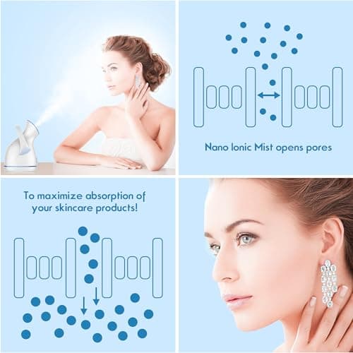 Amconsure Facial Steamer - Nano Ionic Face Steamer Warm Mist Steamer for Home Sauna SPA, Humidifier for Deep Cleaning Unclogs Pores Sinuses(Blue) - Thumbnail 5