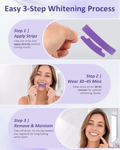 Teeth Whitening Strips, Purple Whitening Strips, Purple Color-Correcting Technology, Deep Stains Removal, Enamel Safe & Low-Sensitivity, Mint Flavor for a Brighter Smile, 28 Strips (14 Treatments) - Thumbnail 6