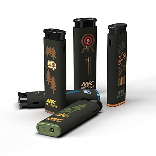 MK Lighter Outdoor Series Alpine Set 5-Pack Assorted Design Multipurpose Refillable, Windproof Flame, Slip Guard Candle & BBQ, Prepping & Camping Supplies, Survival Lighters (OUTDOORSMEN) - Thumbnail 4
