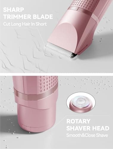 Unibono Pubic Hair Trimmer Women - Waterproof Bikini Trimmer, Rechargeable 3-in-1 Electric Razor, Personal Trimmer Groomer for Body Hair, Cordless Lady Shaver for Legs, Underarms, Face (Rose Gold) - Thumbnail 4