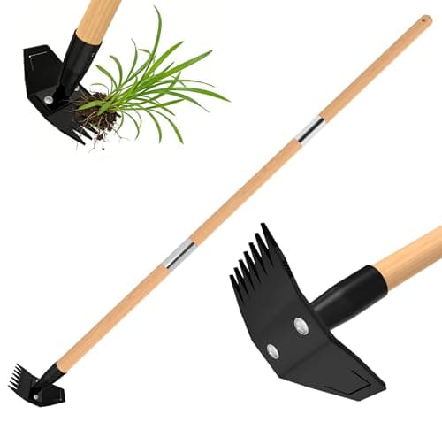 Weed Puller Tool with Long Bamboo Handle, 2 in 1 Garden Hoe&Manual Weed Remover, Weed Rake&Grabber, Gardenia Heavy Duty Uprooting Tool for Yard, Lawn and Garden, 65Inch ﻿ - Image 1