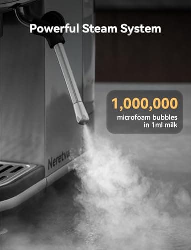 Neretva Espresso Machine 20 Bar, Super Compact Espresso Maker Stainless Steel Professional Coffee Machine Espresso with Power Steam & LED Display for Home Barista Latte and Cappuccino Maker-Silver - Thumbnail 5