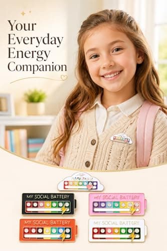 COTATI 5Pcs Social Battery Pin, Interactive Social Battery Slider Pin Set, Funny Mood Tracker Indicator Badge for Backpacks Jackets, Creative Enamel Lapel Brooch Pins - Thumbnail 2
