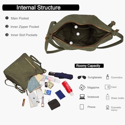 Women Hobo Bag Faux Leather Tote Handbags Clutch Purses Fashion Crossbody Bag Shoulder Bags - Thumbnail 4