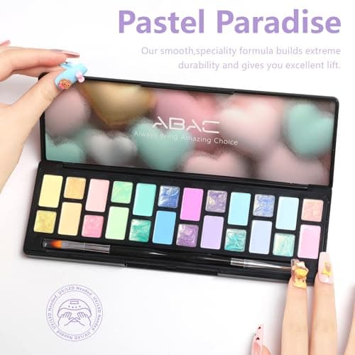 ABAC Pastel Shimmer Solid Gel Nail Polish,Ombre Gel Polish for Pat Painting,Spring&Summer Easter Hema-free 24 Colors Soak Off Gel Polish Kit w/Nail Art Brush for Salon and Nail Art DIY at Home - Thumbnail 6
