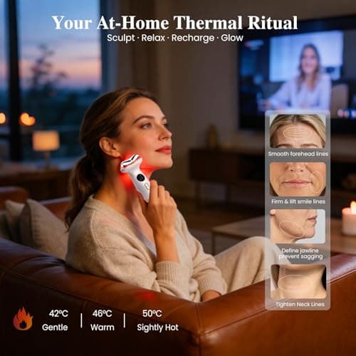 RFVDC Cold Heat Gua Sha Facial Neck Lymphatic Massager, 7-in-1 LED Red Light Face Depuffer Sculpting Tool, Hot Electric Gua Sha Lift Device & Cooling Depuffing Wand, for Contouring, Firming - Thumbnail 5