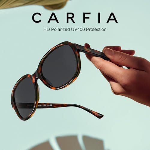 CARFIA Retro Large Acetate Polarized Sunglasses for Women UV Protection - Thumbnail 5
