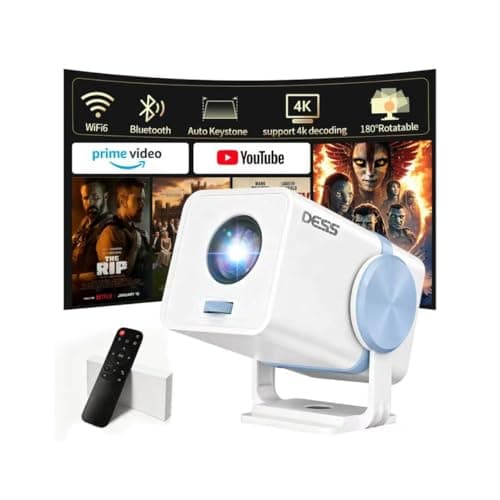 Mini Projector with WiFi and Bluetooth, Portable Outdoor Projector , 180° Rotatable Small Movie projector, Auto Keystone, Built-in Apps, Android 13 Smart Projector, Dess T1 - Image 1